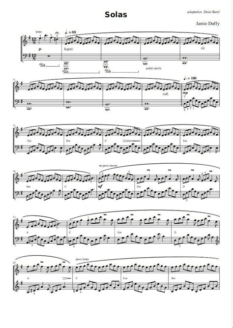 Jamie Duffy Solas Piano Sheet Music Pdf Etsy