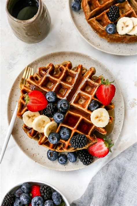 A waffle is a dish made from leavened batter or dough that is cooked between two plates that are patterned to give a characteristic size, shape, and surface impression. Low Carb Protein Waffles - Kim's Cravings