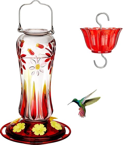 Amazon Com Kingsyard Hummingbird Feeder For Outdoors Hanging Glass