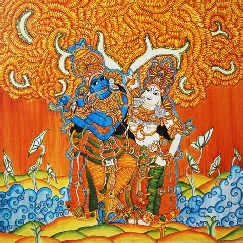 My Blue Room Kerala Mural Painting Radha Krishna