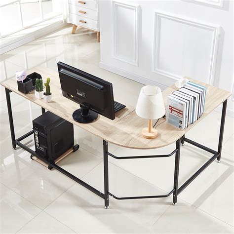 Browse through this page for more information about our products, and check out our variety of study tables, computer tables, writing tables / desks, mobile pedestals, and more. L-shaped Computer Corner Desk Wood board Steel frame Laptop Table Workstation Study Home Office ...