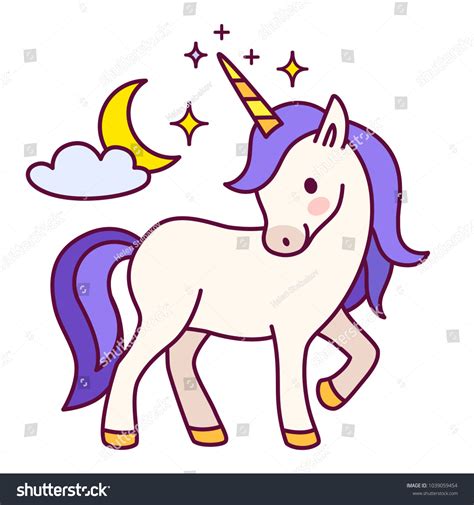 Cute Unicorn Purple Mane Simple Cartoon 库存矢量图（免版税）1039059454 Shutterstock