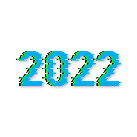 Glitch Efeito Feliz Ano Novo 2022 Tipografia Realista Vector Png Com
