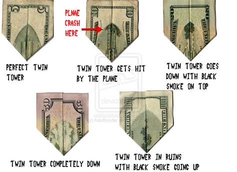 My Catastrophe Theory Dollar Bills Folded Show Images That Predict 911