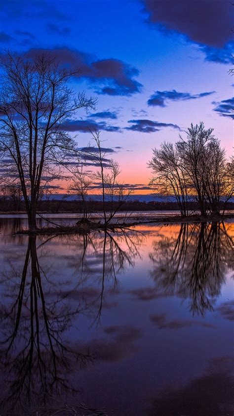 Wallpaper Canada Ontario Lake Reflection Trees Sunset Beautiful