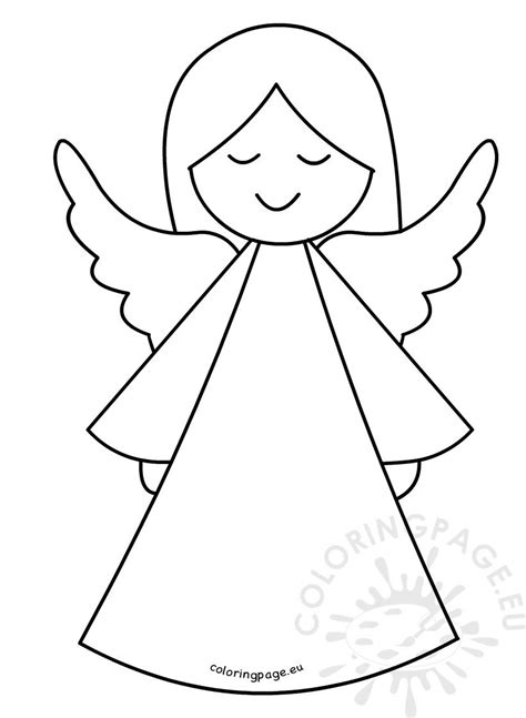 Printable christmas angel coloring pages. Cute Angel template - Coloring Page