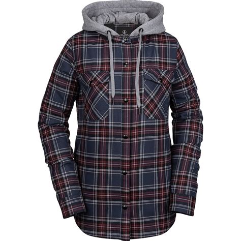 Volcom Hooded Flannel Jacket Womens