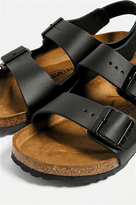 Birkenstock Milano Black Leather Sandals In 2020 Mens Leather Sandals