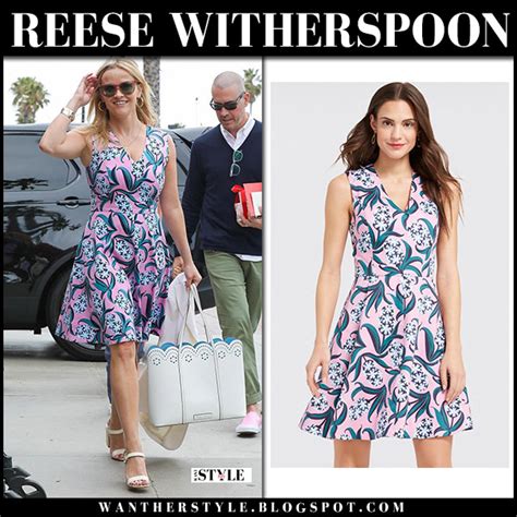 Reese Witherspoon In Pink Floral Dress With White Tote In La On May 13 ~ I Want Her Style What