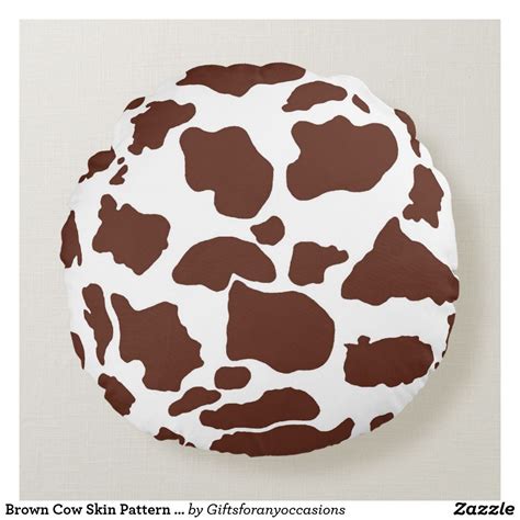 Brown Cow Skin Pattern Round Pillow Cow Skin Cow