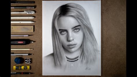 Drawing Billie Eilish Using Graphite And Charcoal Pencils Youtube