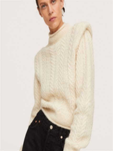 buy mango women off white self design pullover sweaters for women 16124834 myntra