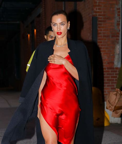 Irina Shayk In A Red Satin Dress Leaves Photoshoot In New York 10 17 2019 Hawtcelebs