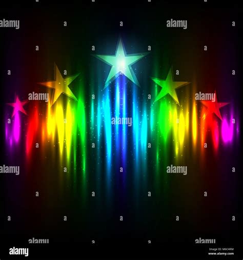 Rainbow Hollywood Stars Rise Up On Colors Light Template Background
