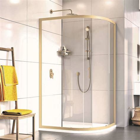 Roman Innov8 Brushed Brass 900 X 1200mm Curved Offset Quadrant Shower Enclosure Best Prices