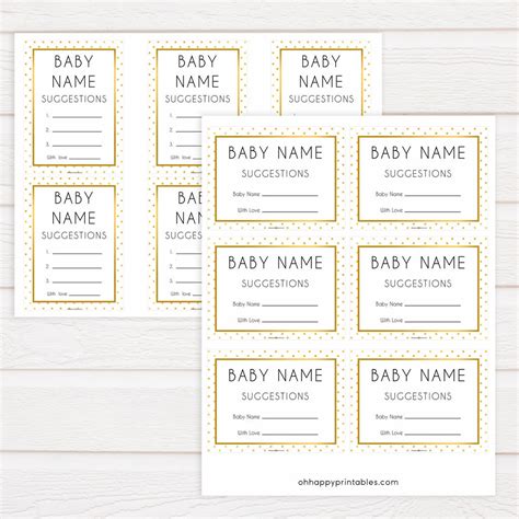 Baby Name Suggestions Gold Dots Printable Baby Games Ohhappyprintables