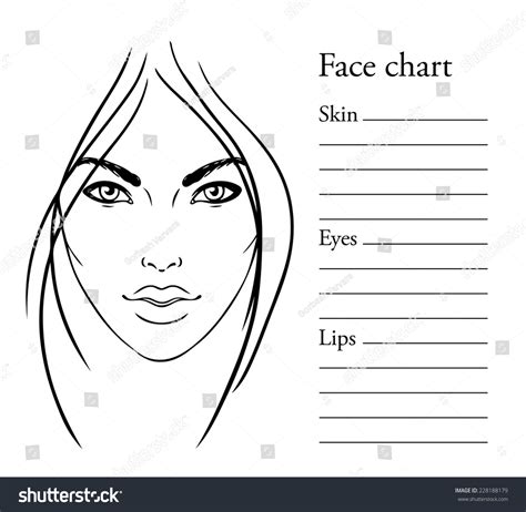 Face Chart Makeup Artist Blank Template Stock Vector