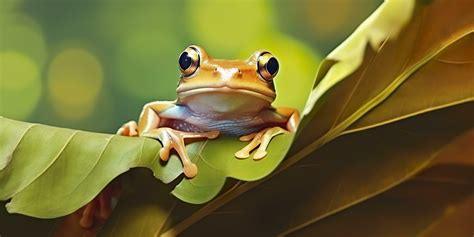 Dumpy Frog On Leaves Frog Amphibian Reptile Generative Ai 30606767