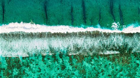 Download Wallpaper 1366x768 Ocean Surf Aerial View Shore Wave Foam