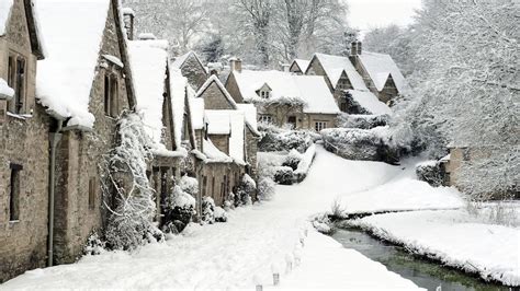 snow england winter bibury england town stream wallpapers hd desktop and mobile backgrounds