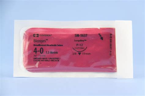 Covidien Suture Sm5637 4 0 Medtronic Biosyn Undyed 30 P 12 Cutting