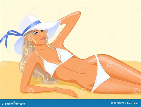 Summer Girl With Bikini Cartoon Vector Cartoondealer Com