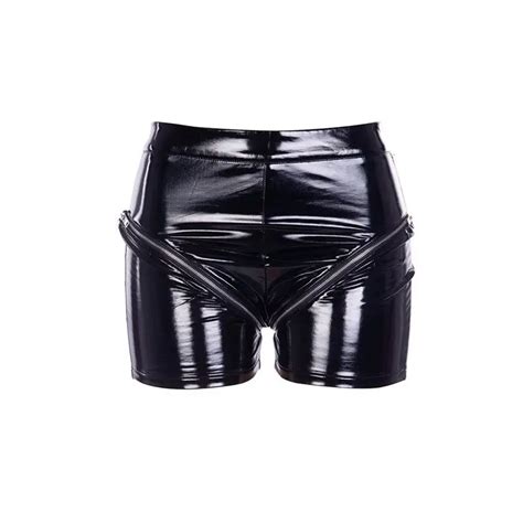 Casual Shorts Women Gothic Pu Leather Punk Zipper Design Cool Black Slim Hot Streetwear Hipster