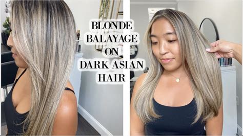 Balayage Retouch On Dark Asian Hair Youtube