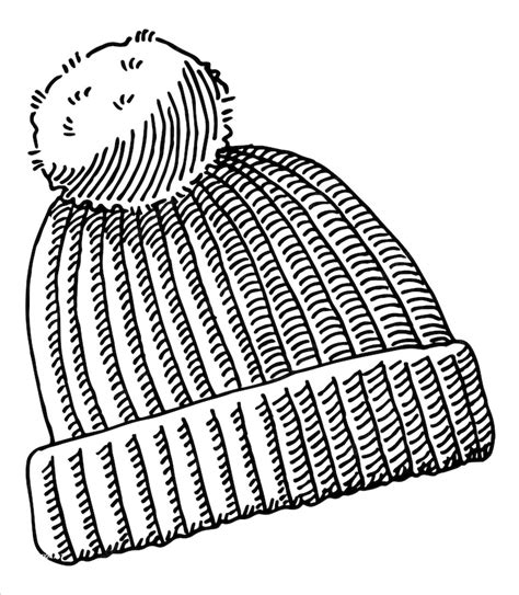 Premium Vector Hand Drawn Vector Drawing Of A Bobble Hat Black And