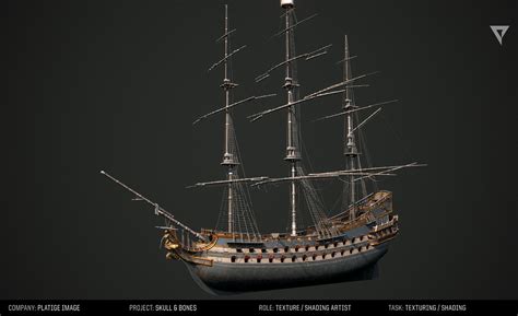 Artstation Skull And Bones Pirate Heavy Ship Texturing And Shading