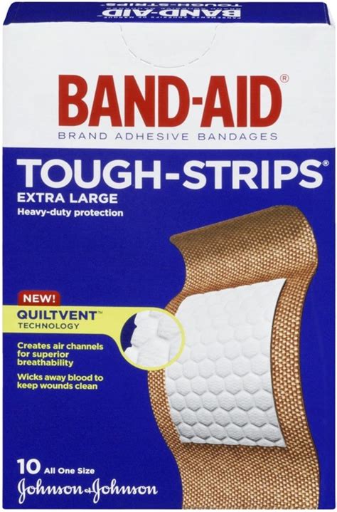Band Aid Tough Strips Adhesive Bandages Extra Large All One Size 10 Ct By Band Aid Pack Of 3