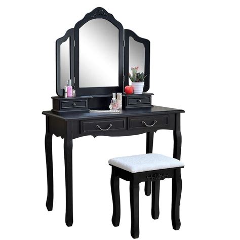 Ubesgoo Vanity Makeup Dressing Table Wood Make Up Mirror Dresser Table