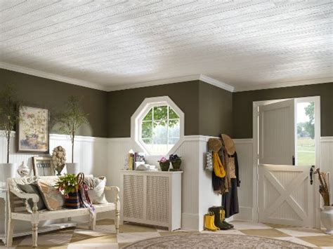 Residential tiles come in different styles beyond the standard pebbled look most often seen in offices to stamped and embossed decorative tiles. DIY Basement Ceiling, beautiful alternative to drop ...