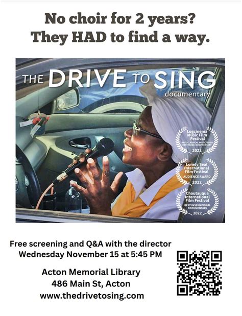 Nov 15 The Drive To Sing Documentary Screening Plus Qanda With