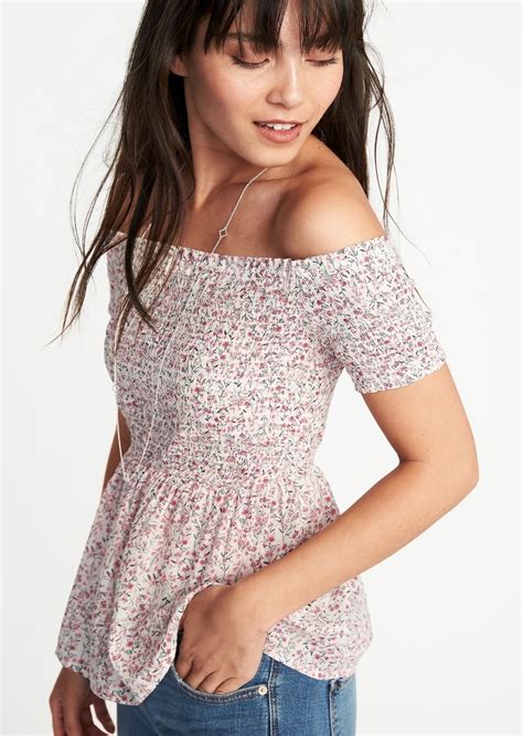 Old Navy Relaxed Off The Shoulder Smocked Top For Women Tops
