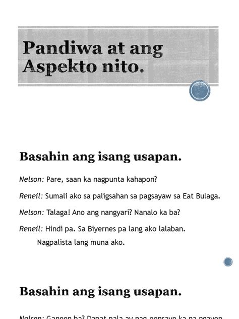 Pandiwa At Ang Aspekto Nito Pdf