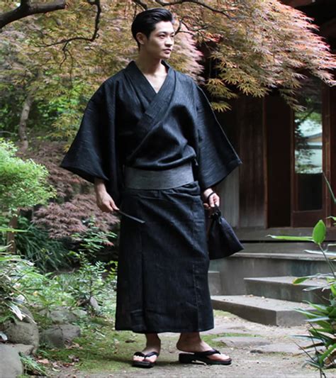 Male Cool Traditional Japanese Kimono Men Cotton Robe Yukata Mens Bath