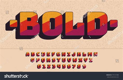 Retro Font 90s 80s Typography Design Simple Bold Style Vector Abc