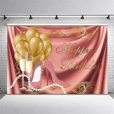 Amazon Com Avezano Rose Gold And Gold Birthday Backdrop Gitter Rose Gold Heels Gold Balloons