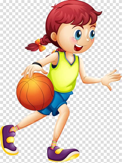 Girl Dribbling Ball Womens Basketball Cartoon Sport Kids Cartoon