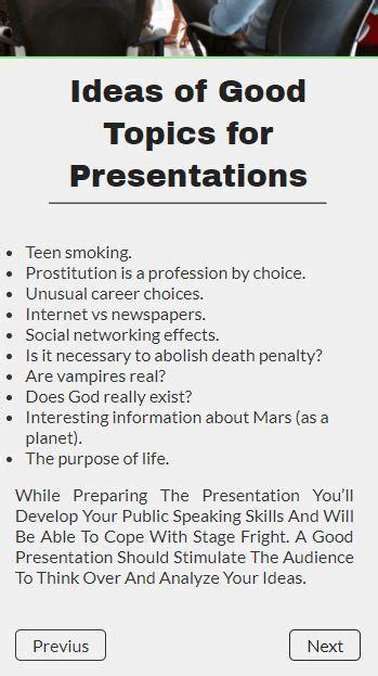 Here at visme, we love a good animated presentation. Good Topics for Presentations for Android - APK Download