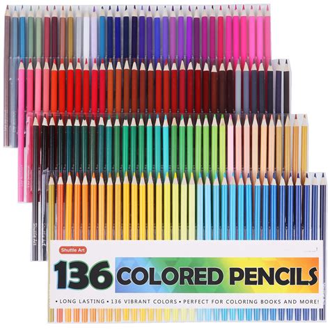 136 Colored Pencils,Colored Pencil Set for Adult Coloring Books, Shuttle Art colored pencils ...