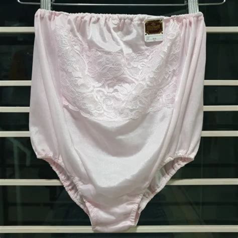 vintage silky nylon panties granny pink lace high waist brief size 7 hip 36 40 34 99 picclick