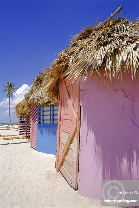 Beach Huts Dominican Republic Caribbean Stock Photo