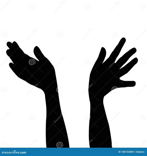 A Pair Hands Black Color Silhouette Vector Stock Vector Illustration