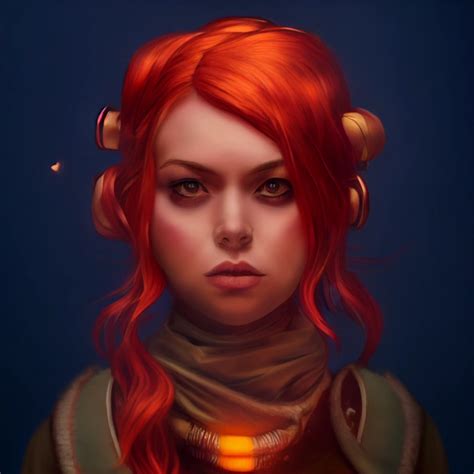Fantasy Artificer 3 Female Human Red Hair Brown Midjourney