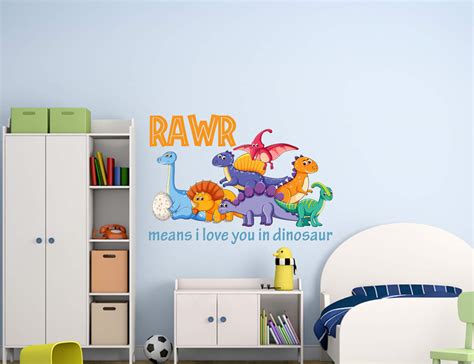 Rawr Means I Love You In Dinosaur Wall Decal Sticker