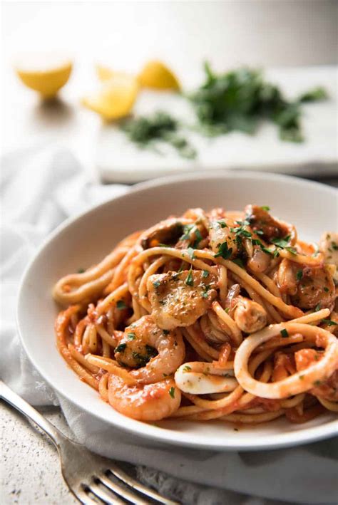 Pretend you're holidaying on the amalfi coast with these pasta dishes that are easy, breezy (add a bit of) lemon squeezy. Seafood Spaghetti Marinara | RecipeTin Eats
