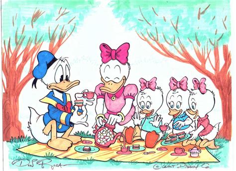 Donald Duck And Girls Tea Party In Jim Wardens Rosa Don Comic Art