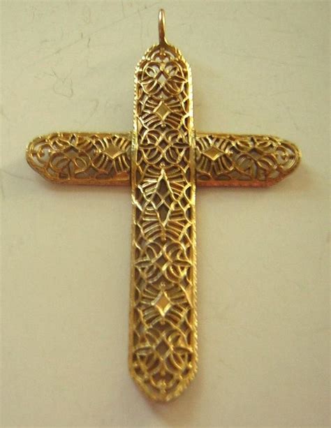 Vintage Cross Pendant Gold Filled Filigree Gold Cross Pendant